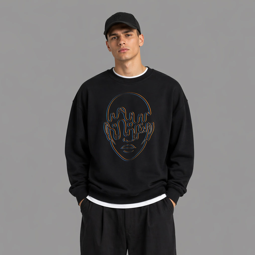 BLUR — Psychedelic Neon Graphic Crewneck