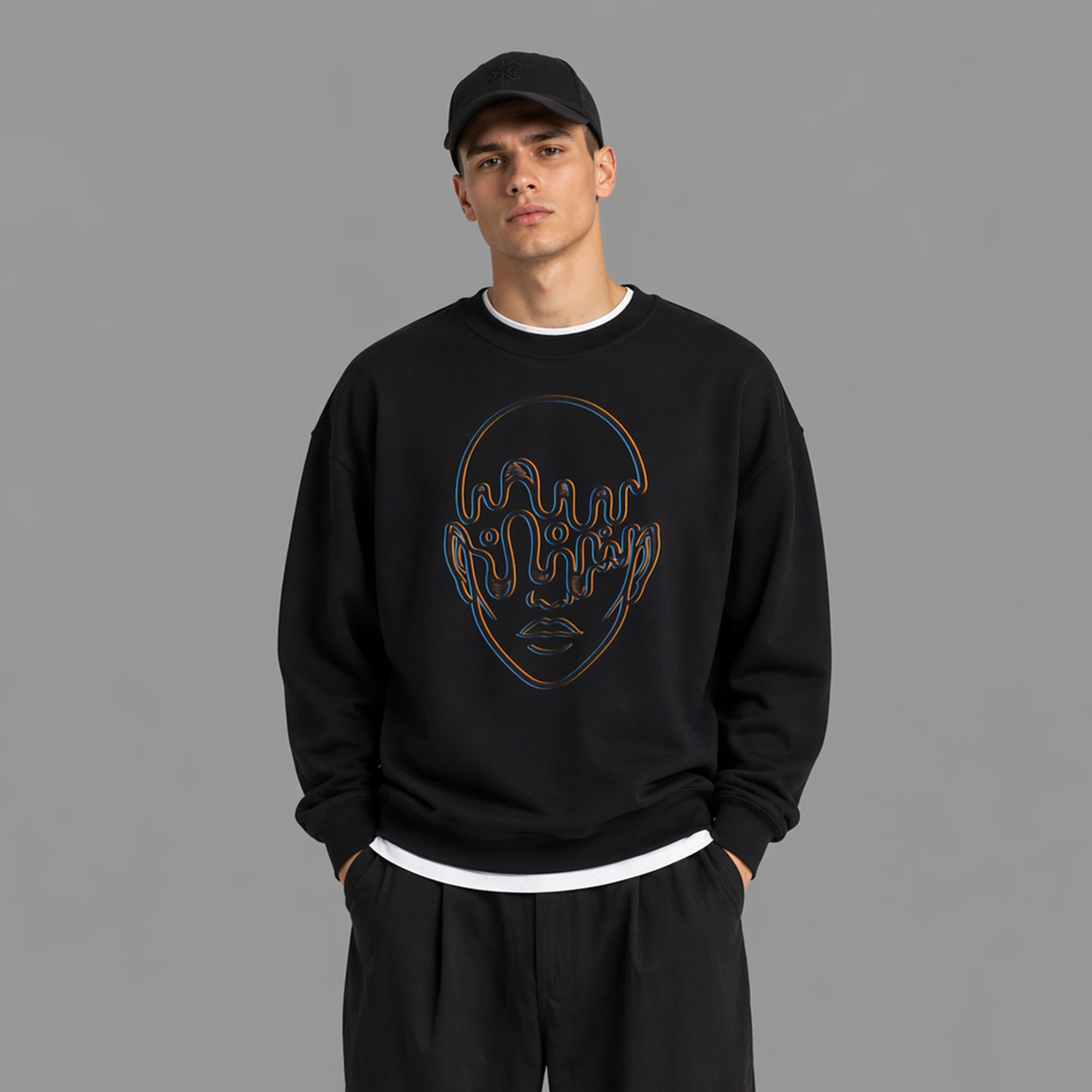 BLUR — Psychedelic Neon Graphic Crewneck