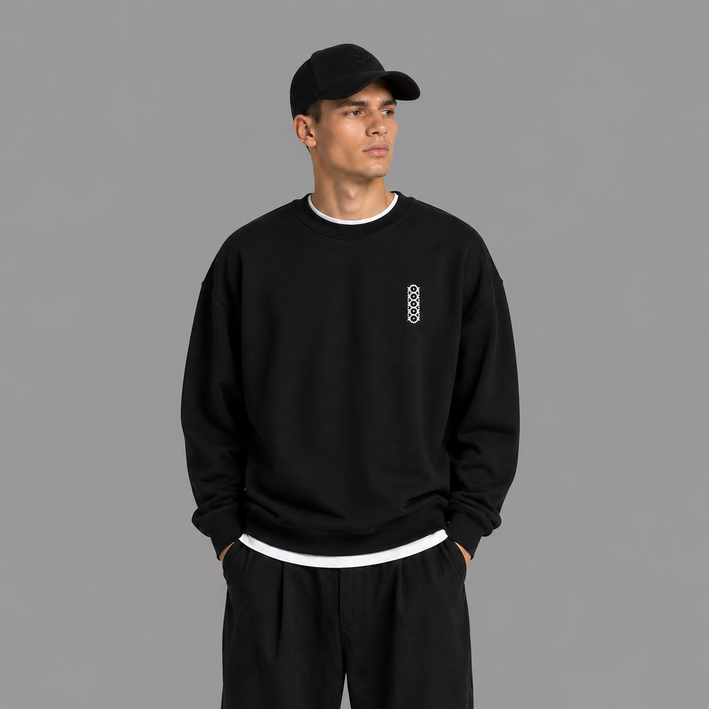 NAEL — Minimal Black Crew with Embroidered Logo