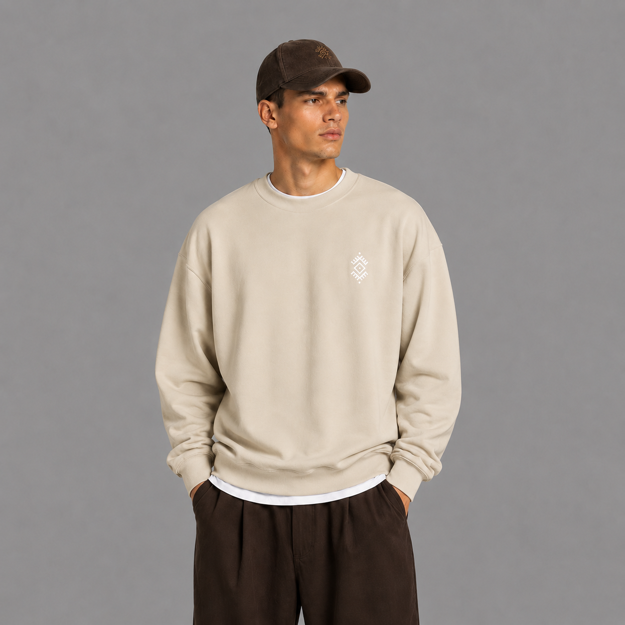 ZAYR — Minimal Sand Crew with Embroidered Logo