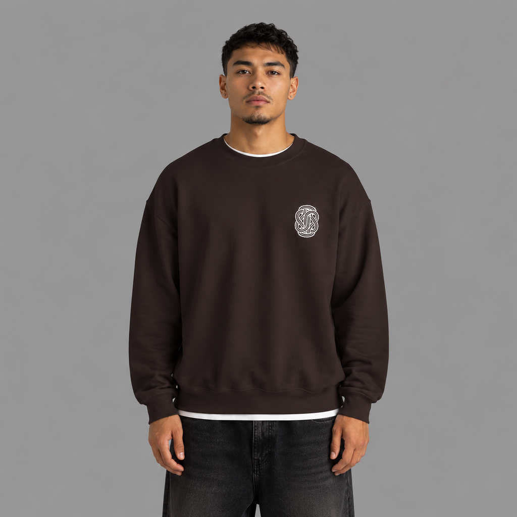 SARAM — Minimal Embroidered Chest Crewneck Sweater